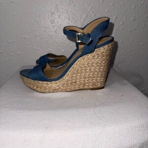 Michael Kors Blue Wedge Sandals